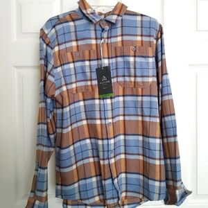 NWT Orange and Blue Men's Medium Flannel Long Sleeve Button Down Alpine Design